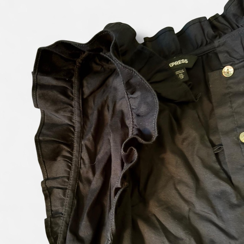 Express Black Button-Down Ruffle Blouse - image 3